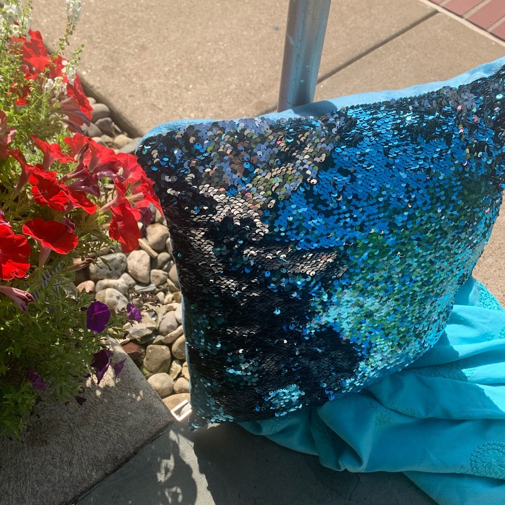 Bright Blue Poolside Throw Pillow